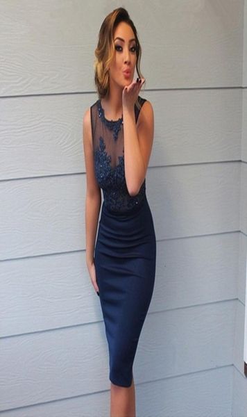 

navy blue evening dress sheath applique sleeveless short prom party dress formal event gown5159597, Black;red