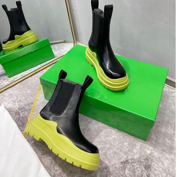 

autumn winter womens martin boots soft cowhide elastic belt designer ankle leather lady platform shoe fashion thick soled women shoes high l, Black
