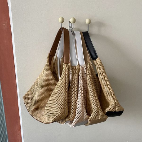 

evening bags summer straw for women shoulder rattan woven handle bag hollow crochet beach casual handbags 2023 230628