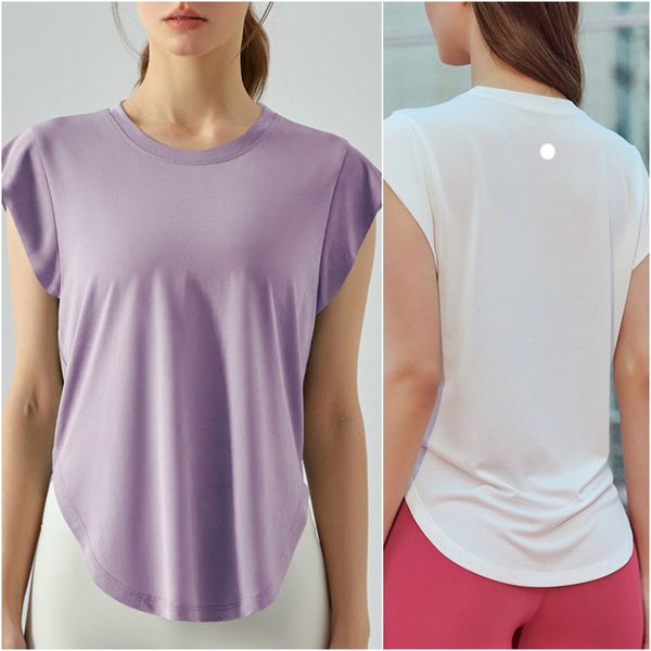 

ll-dsg420 women's yoga outfit short sleeve tshirt solid color sports shirts running excerise gym fitness trainer girls jogging sportswe
