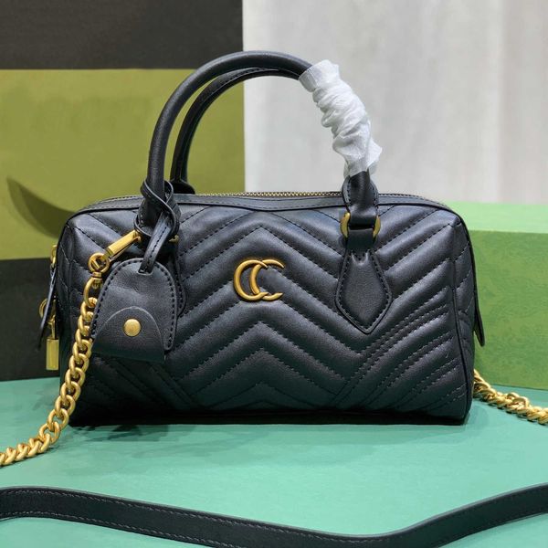

fashion leather pillow bag luxury classic men women large capacity portable travel shoulder bag r chain skew bags handbag tote 746319