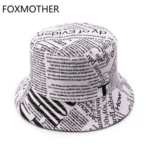 

wide brim hats bucket mother autumn fashion black white letter spaper pattern woman lady fisherman caps 230629, Blue;gray