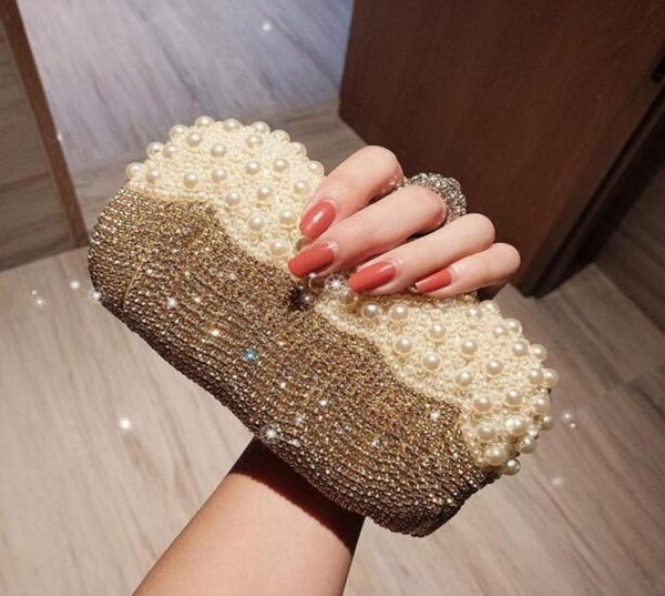 

2022 retro pearl fringed handbags shoulder diagonal package diamonds banquet lady dinner clutch wedding bridal handbags purse bags3674995, Black