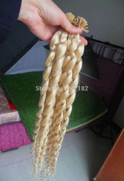 

selling bleach blonde fusion 100 human remy hair extensions 100g keratin thick i tip hair brazilian virgin loose wave hair st4625519, Black