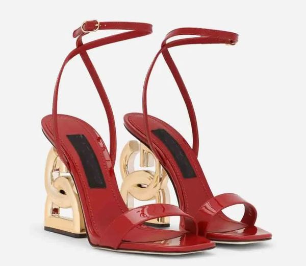 

luxury brands designer fashion patent leather sandals shoes pop heel gold-plated carbon nude black red pumps summer gladiator sandalias in b