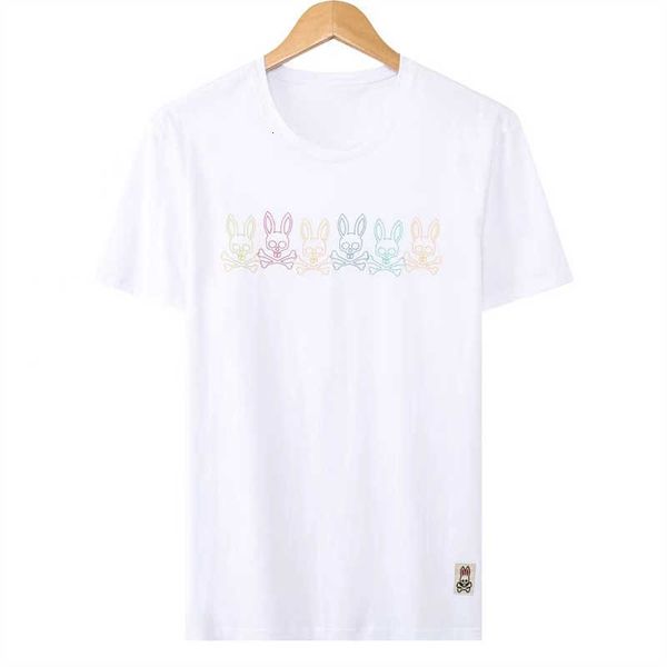 

2023 psychos polos tees summer new european and american bunnys t-shirt shirts fashion skull rabbit men's short sleeve foreign trade i, White;black