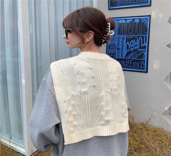 

bow ties linbaiway knitted scarf women fall winter warm neck cover knit false collar female detachable shoulder wrapsbow2153554, Black;gray