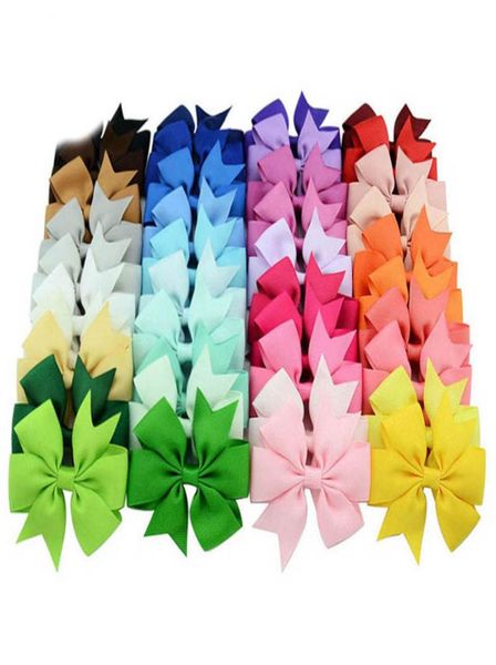 

girls hair accessories hairclips bb clip barrettes clips headbands for children kids 3 inch cute ribbed ribbon bows with baby part3140050, Slivery;white