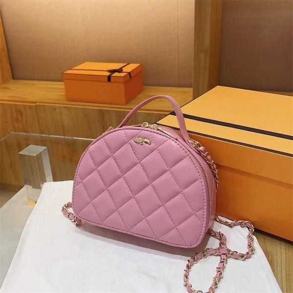 

designer handbag c bag fashion round cake bag foreign style handheld one shoulder crossbody diamond grid chain lightweight small round bag 1