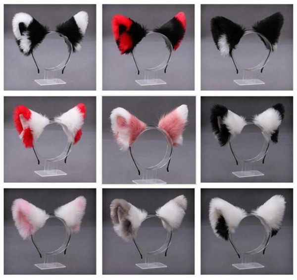 

cute cat fox fur ear hair hoops cat ears headband women girls kids party decoration headdress cosplay costume headwear321x9803627, Slivery;white