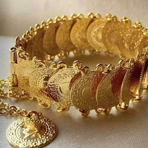 

bangle ottoman turkish totem chain bracelet plating gold luxury coin cuff bangles for bridal ethnic bijoux 230627, Black