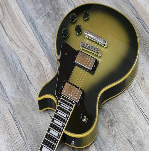 

custom shop chibson yellow green gold electric guitar vintage silverburst adam jones ebony fingerboard frets binding4568146