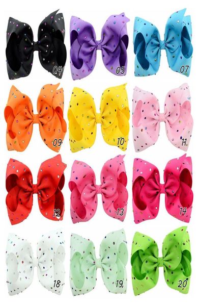 

8 inch kids hairbows hairclips boutique big bows with clips for school baby girls barrettes with colorful rhinestone hair accessor4131238, Slivery;white