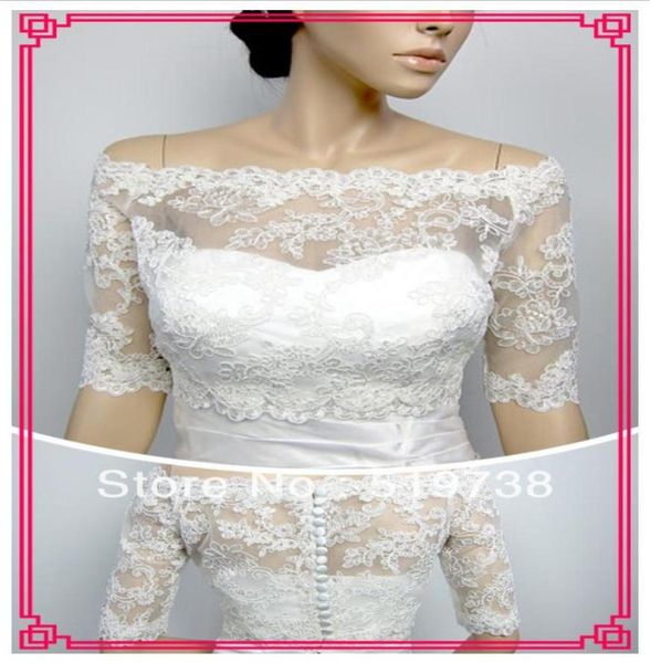 

custom made new white ivory wraps jackets applique off the shoulder wedding shrug lace tulle bridal bolero3382203