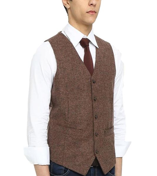 

airtailors men039s wool herringbone tweed vintage wedding vest brown6062382, Black