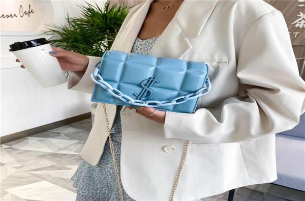 

pb0001 blackwhitepurpleblue simple fashion messenger bags single shoulder mini square chain crossbody bag handbag 14x18x6cm3670918