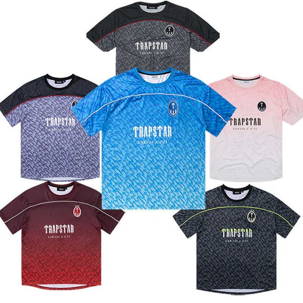

2023 summer trapstar t shirt designer mens football jersey casual short sleeve loose mesh quick dry gradient streetwear t-shirt 00ue, White;black