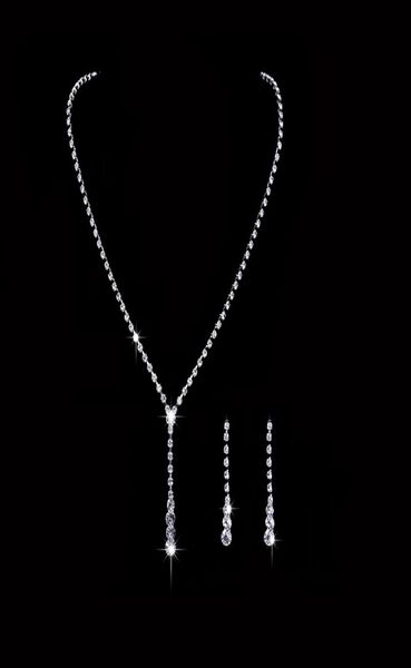 

in stock crystal bridal jewelry set plated necklace diamond earrings wedding jewelry sets for bride bridesmaids accessories 8483164, White
