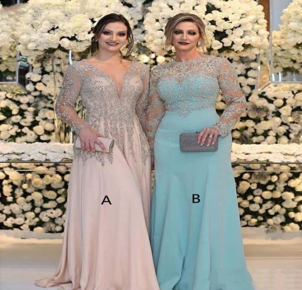 

blush pink beading a line mother of the bride dresses deep v neck long sleeve arabic dubai formal evening party dress7614151, Black;red