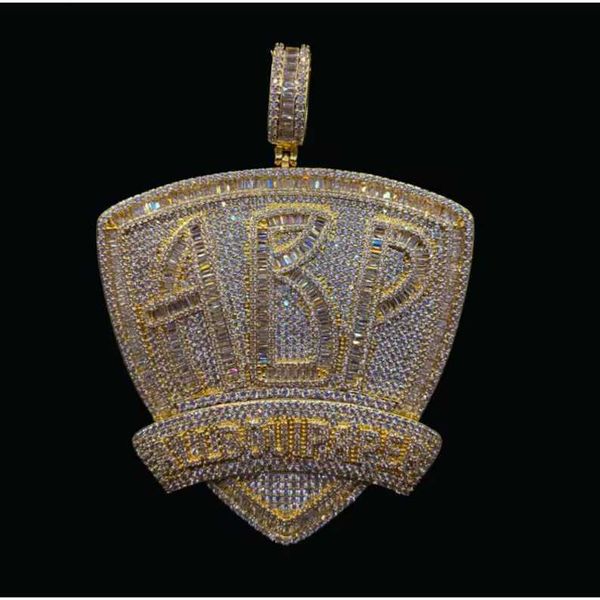 

big letter charms pendant real gold hip-hop jewelry men laser necklace gold custom for men women, Silver