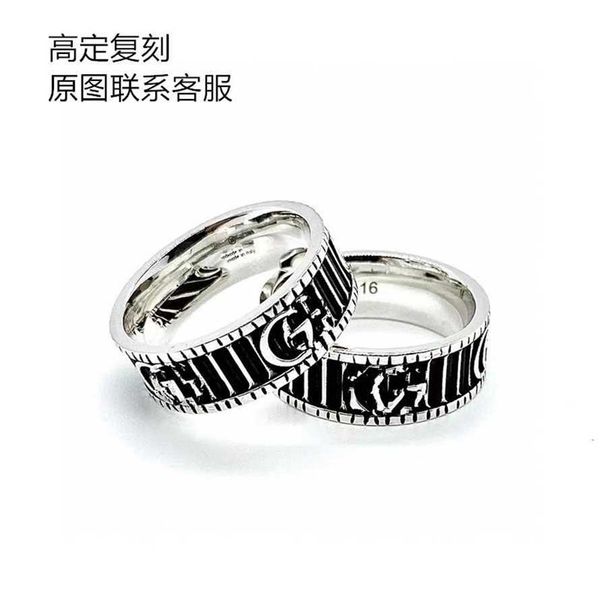 

2023 gujia 925 silver g stereoscopic old made double dwelling stripe ring same style for couples