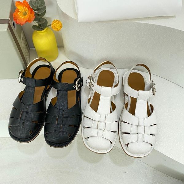 

luxury designer women sandals woven fisherman buckle flat sole sandals summer fashionable beach casual shoes size 35-40, Black