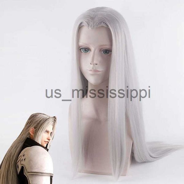 

cosplay wigs 100cm silver long sephiroth wigs heat resistance fiber men's game synthetic hair cosplay costume wigs x0630, Black