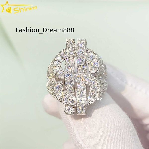 

new arrival gra certificate dollar custom s925 silver moissanite ring men vvs hip hop ring