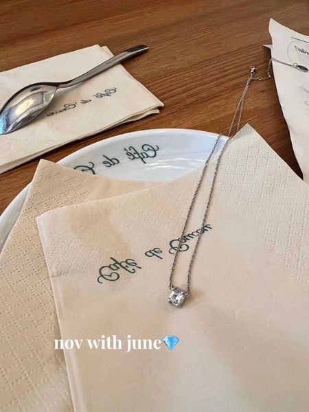 

internet celebrity carti bullhorn single diamond necklace 18k rose gold sparkling small design sense collar chain, Silver