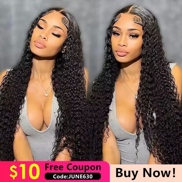 

lace wigs 13x4 curly lace front human brazilian deep wave frontal s preplucked for women remy 230629, Black;brown