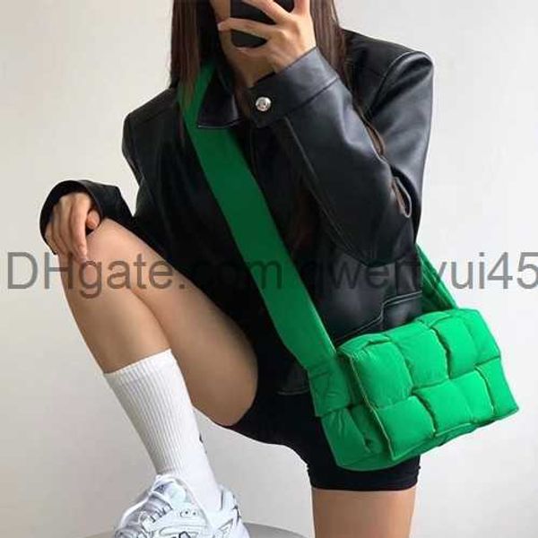 

totes women cotton woven down padded shoulder bag cassette luxury stylish nylon pillow crossbody purses with clutch handbag men