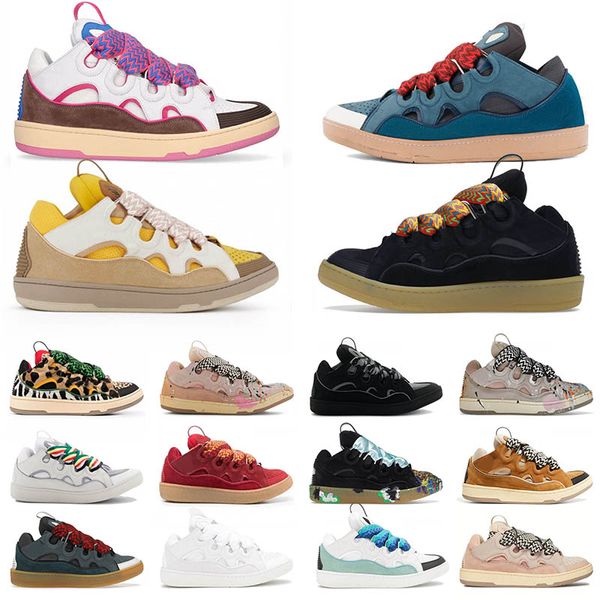 

original leather curb sneakers fashion lace-up style 90s extraordinary embossed curbs mens womens in nappa calfskin shoe rubber platform lav