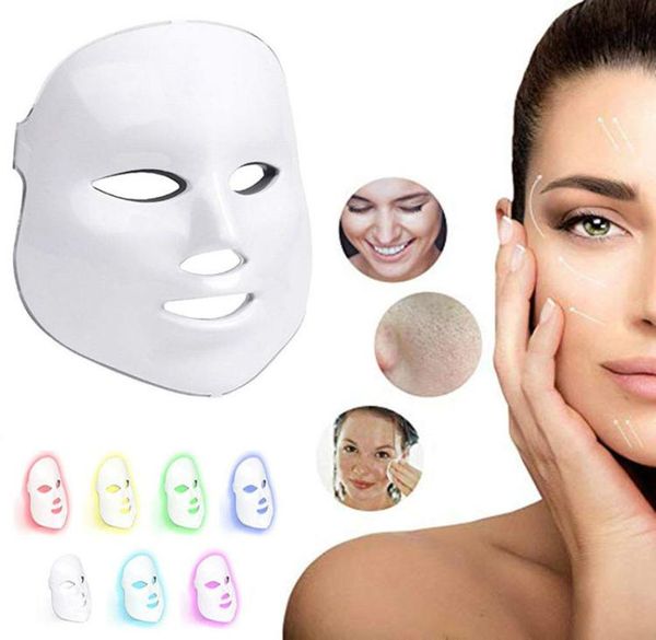 

7 color led face mask pon light therapy for healthy skin rejuvenation facial skin care antiaging beauty machine6492127, Black;white