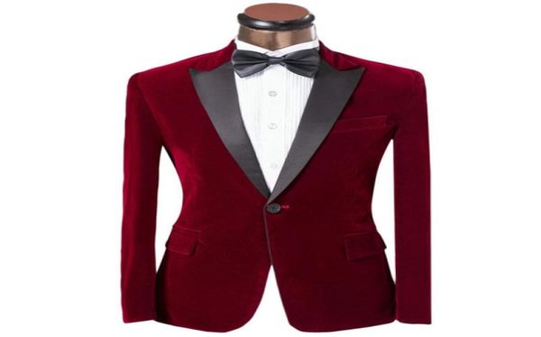

real po burgundy velvet groom tuxedos peak lepal man blazer prom clothing dress business suits jacketpantsbow tie h4763480277, Black;gray