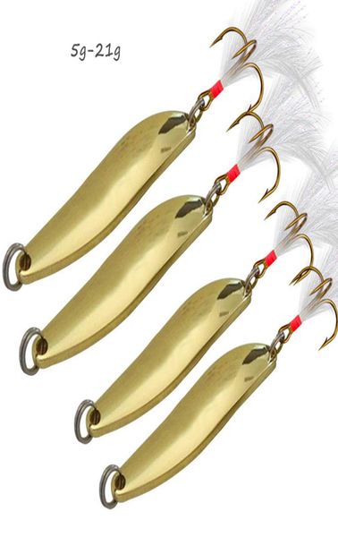 

10pcslot 521g5cm9cm gold spoons metal baits lures 864 hook fishing hooks fishhooks pesca tackle accessories ku6241316008