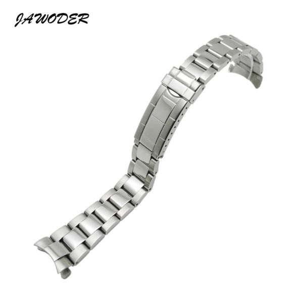 

jawoder watchband 20mm men women silver pure solid stainless steel polishingbrushed watch band strap deployment buckle bracelets 8073508, Black;brown