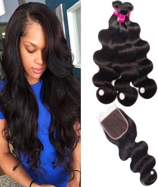 

8a brazilian body wave straight loose wave kinky curly deep wave 3 bundles with 4x4 lace closure 100 unprocessed brazilian peruvi2025784, Black;brown
