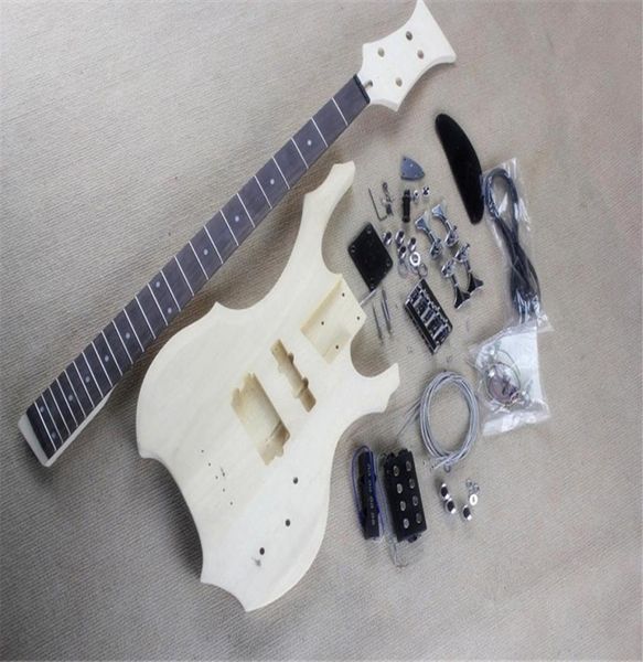 

factory unusual shape semifinished electric bass guitar kits with 4 stringsdiy guitarchrome hardwarerosewood fretboardcan be 2603424