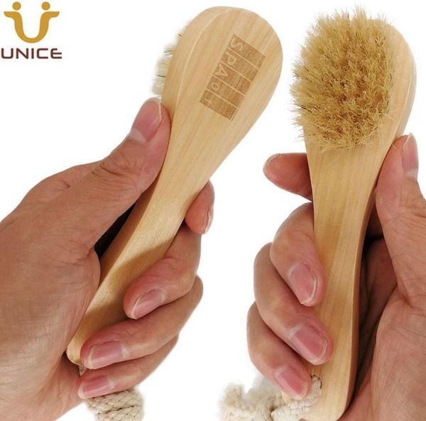 

moq 50pcs oem boar bristle facial brush shaving customized logo wooden handle face cleaning brushes skin care tool5874861