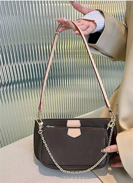 

designer bags old flower brown three in one shoulder bag seven color shoulder strap clutch combo embossed fashion luxury multi pochette wome