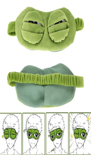 

2019 new green frog cartoon cute eyes cover the sad 3d eye mask cover sleeping rest sleep anime funny gift sleeping eyemask y15021774342
