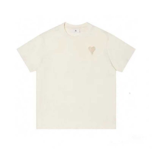 

designers amis paris t-shirt 2023ss spring classic heart solid color big love round neck short sleeve t-shirt for men and womenipoz, White;black