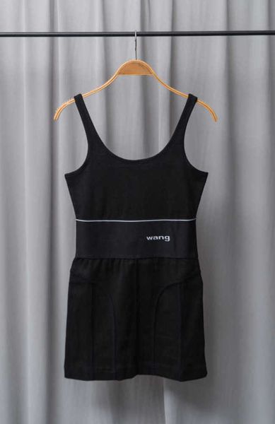 

casual dresses aw wang letter slim suspenders women s waist thin elastic tank dress the same model for internet celebrities minority simplic, Black;gray