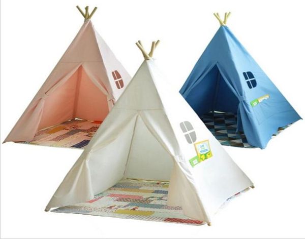 

four poles children teepees kids play tent cotton canvas teepee white playhouse for baby room tipi7316360
