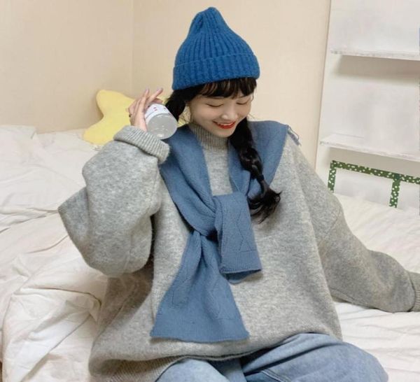 

bow ties korean solid color fake collar shawl for women blouse shoulders cape knitted scarf neck guard scarvesbow7300370, Black;gray