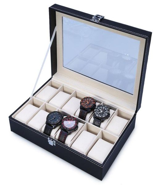 

whole2016 new fashion 12 gids leather watch box jewelry dispay box watches case jewelry storage organized cajas para relojes9718274, Black;blue