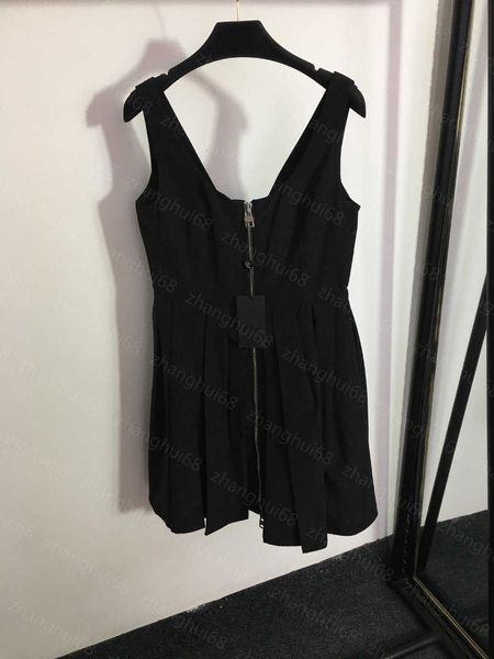 

23ss summer dresses women dress womens designer clothing v-neck zip-up halter dress womens clothing, Black;gray