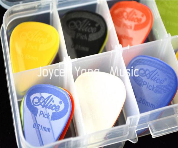 

50pcs alice projecting nylon acoustic electric guitar picks plectrums1 plastic picks holder case box 3888361