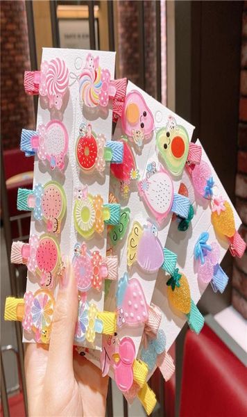 

hair accessories 10pcsset korean girls cartoon fruits icecream hairpin children clip sweet barrettes ornament fashion2716811, Slivery;white