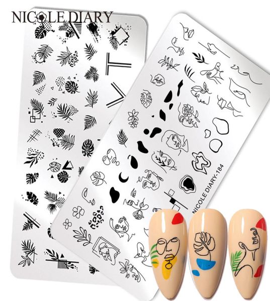 

whole abstract face design stamp plates woman leaf flower nail art stamping template printing stencil image tool4035006, White
